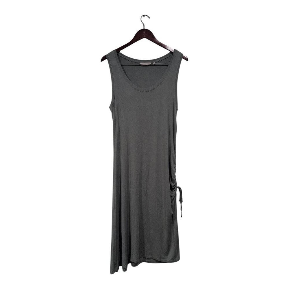 Athleta Side Gather T Shirt Dress Sleeveless Green Side Ruching Women's Size L